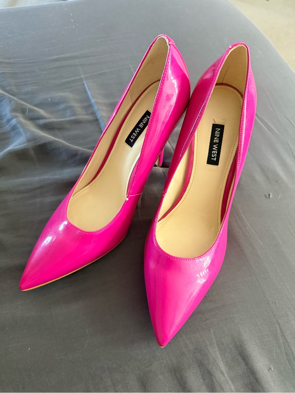 Nine West Patent Pink Pointed Toe Pumps